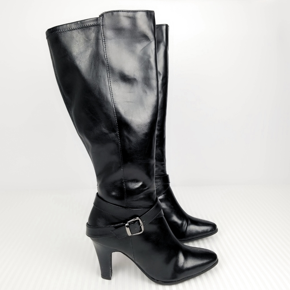Laura Scott Black Heeled Boots Size 8M